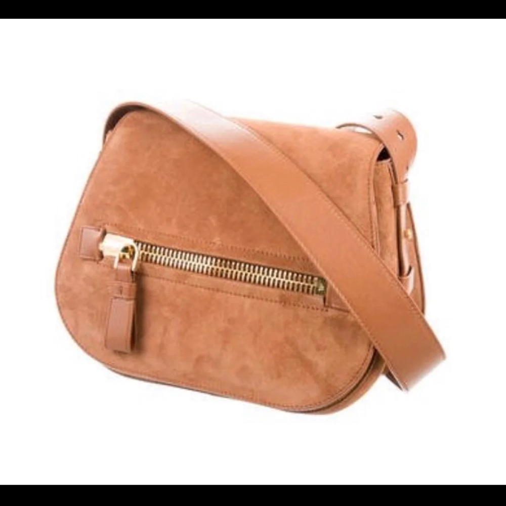 Tom Ford Jennifer Small Suede Saddle Bag